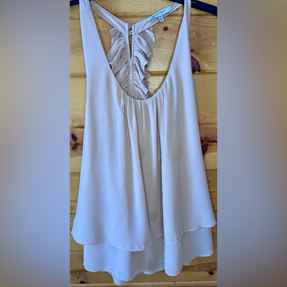 Naked Zebra Cream Layered Sleeveless Blouse